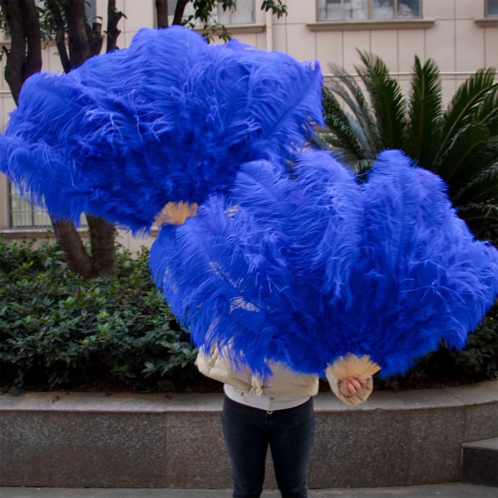 130CM Large Ostrich Feathers Fans Fluffy Performance Dance Folding Hand Held Fan Various Styles Party Props Stage Show Props Fan