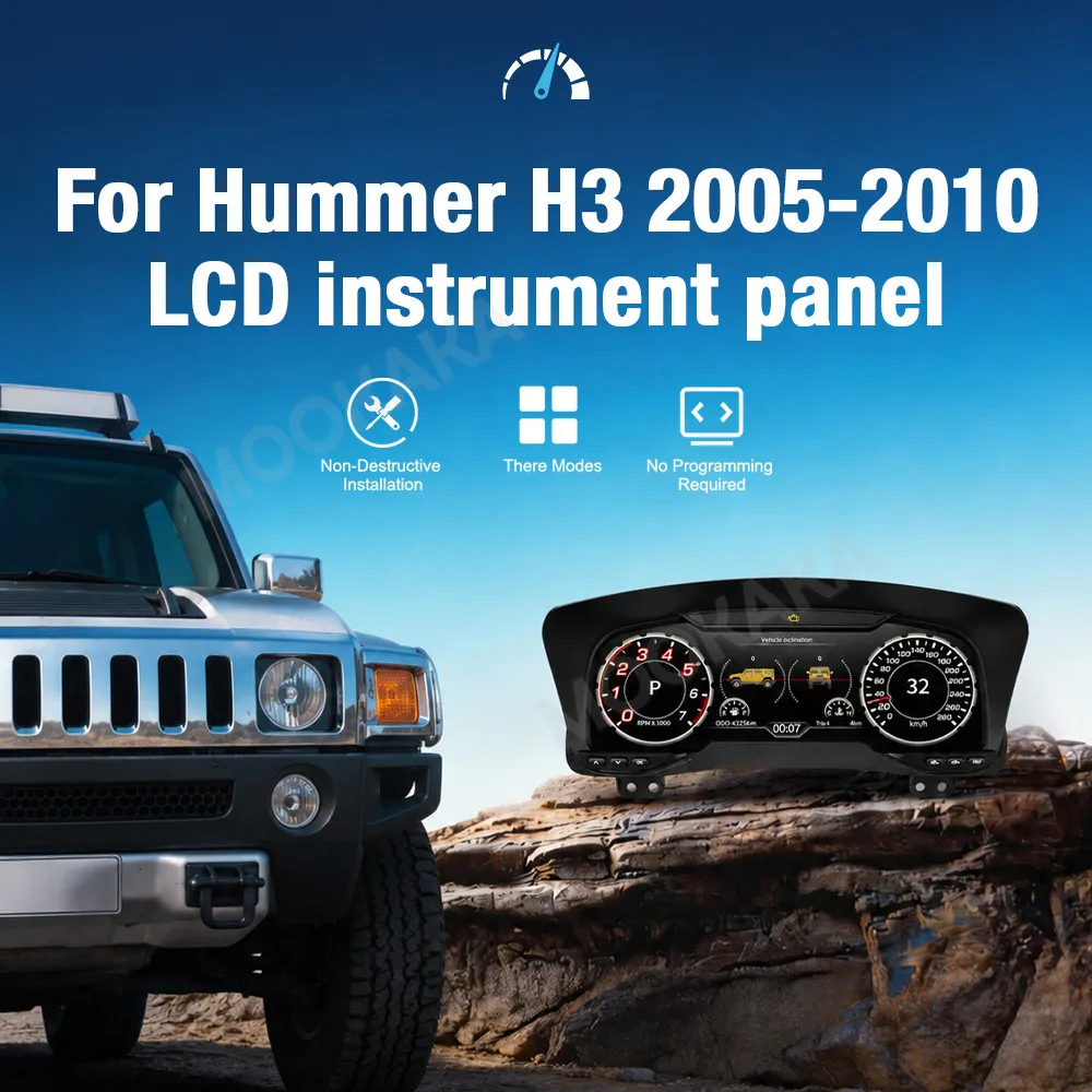 12.3 Inch Full LCD Digital Cluster For Hummer H3 2005-2010 Virtual Cockpit Car Instrument Dashboard Display Plug and Play Panel