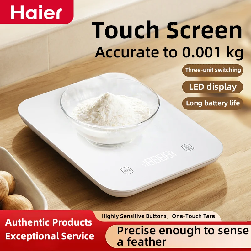 Báscula de cocina Haier báscula Digital de alta precisión báscula de alimentos horneados pequeña para el hogar báscula de alimentos de peso de gramos pequeña batería recargable