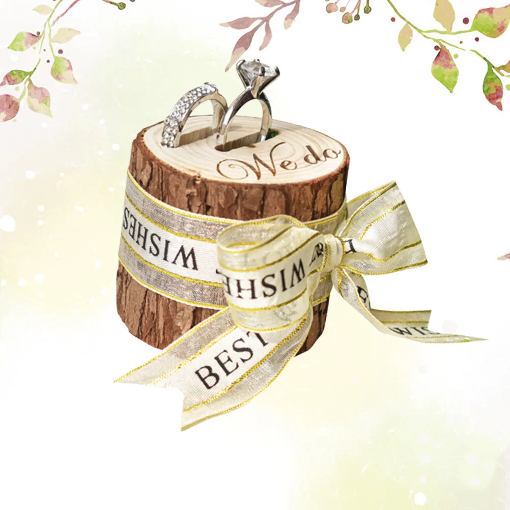 صندوق خاتم خشبي على شكل حرف ريفي منحوت على الطراز العتيق حامل خاتم خفيف الوزن لتخزين حفلات الزفاف والخطوبة
