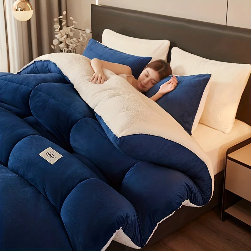 

[Стеганое одеяло из молочного вельвета] 1 шт. Современное стеганое одеяло из молочного вельвета - всесезонное, средней плотности, с наполнителем из микрофибры, Mac