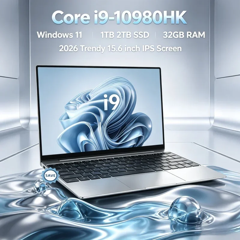 

2026 Intel Core i9-10980HK Solid Windows 11 Pro 15.6" Ultra Slim Laptop 32GB RAM 2TB M.2 SSD Home Study Computer