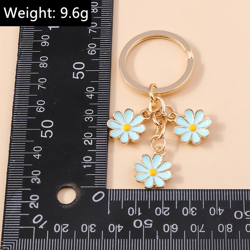 Cute Enamel Flower Keychain Charms for Women Girls Keyring Pendatns Handbag Decor DIY Key Chain Jewelry Accessories