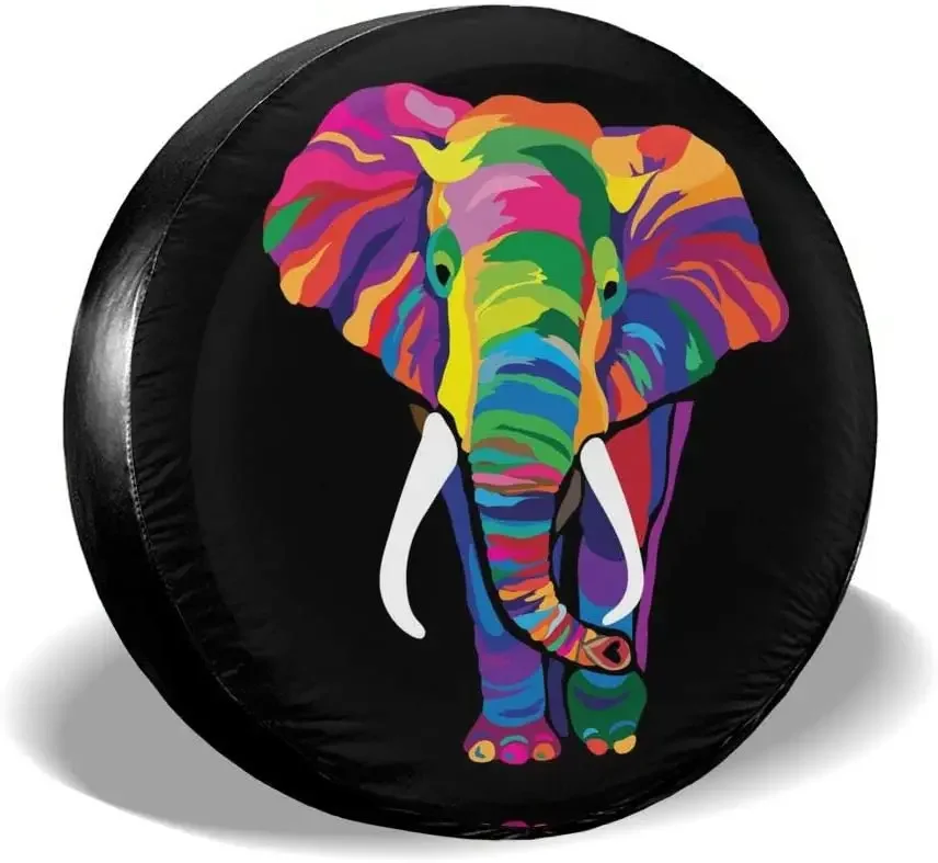 Colorful Elephant Spare Tire Cover Waterproof Dust-Proof UV Sun Wheel Tire Cover Fit Fits most vehicle tire covers