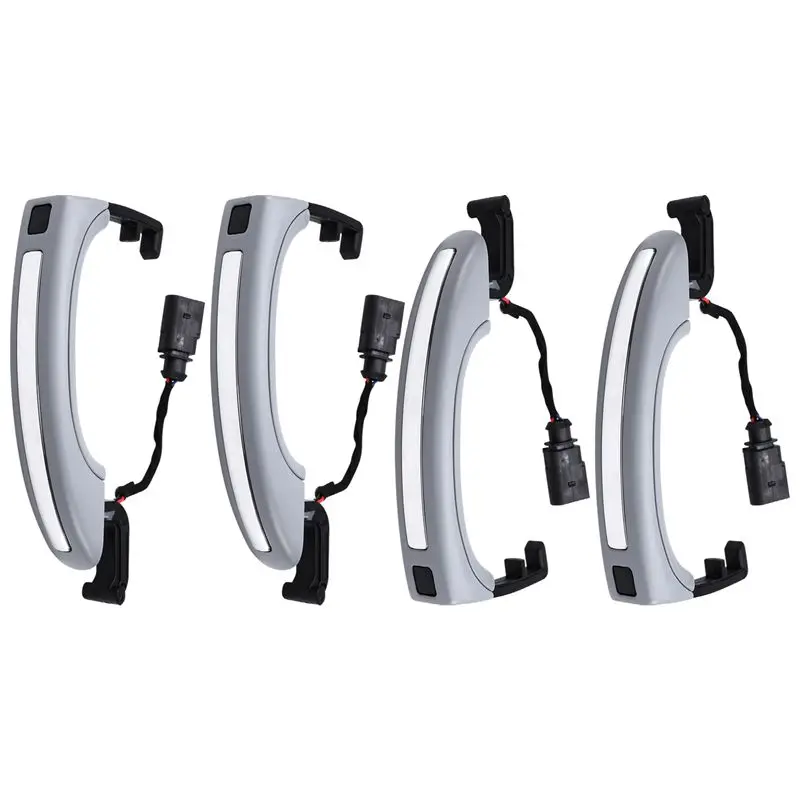 4Pcs Exterior Door Handle Fit Smart Sensor 4L0837207A For Q7 2010- 2015 4L0837205A 4L0837205B