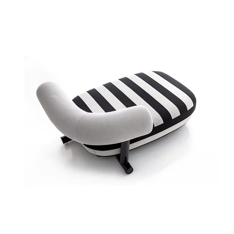Simple modern indoor black and white linen fabric, oval casual living room single sofa chair
