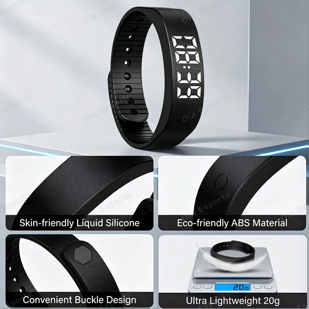 Vibrating Alarm Clock Watch Heavy Sleepers Silent Wake-Up Smart Bracelet Men Women Adjustable Wearable Vibration Wrist Band HW12