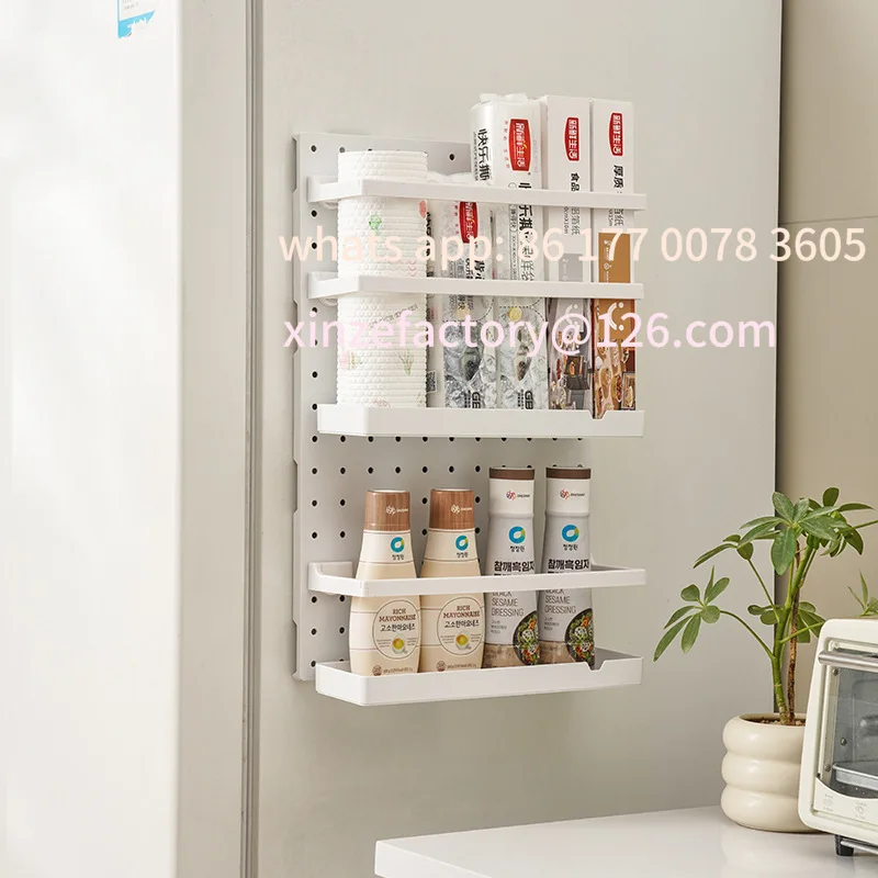 

Customizable Wall-mounted Kitchen Organizer Multifunctional Cabinet Door Storage Box Fridge Shelf Home Pegboard Wall Hole Board