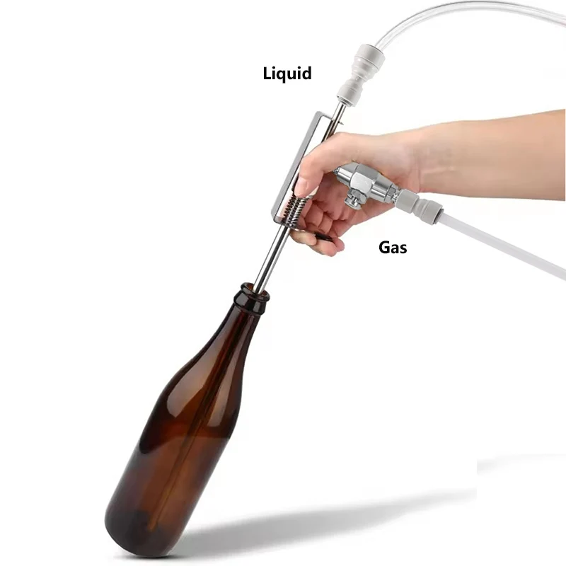 Push-in Fittings Bottle Filler Beer Gun Stainless Steel Beer Filler Kit (Beer Gun & 3M EVA Tube & Ball Lock & Quick Disconnect)