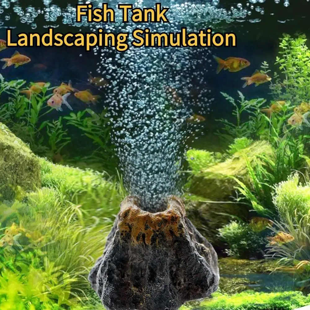 Fish Tank Landscaping Simulation Volcano Shaped Aquarium Decoration Oxygen Bubble Stones Rockery Ornaments Fish Tank Decoration