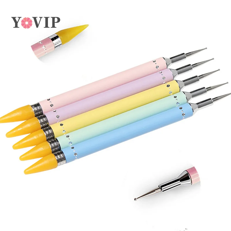 5Pcs Nail Dotting Wax Pen Wymienne koraliki z głowicą Dżetów Gems Picker Dotting Pen Manicure Samoprzylepne narzędzia do zdobienia paznokci