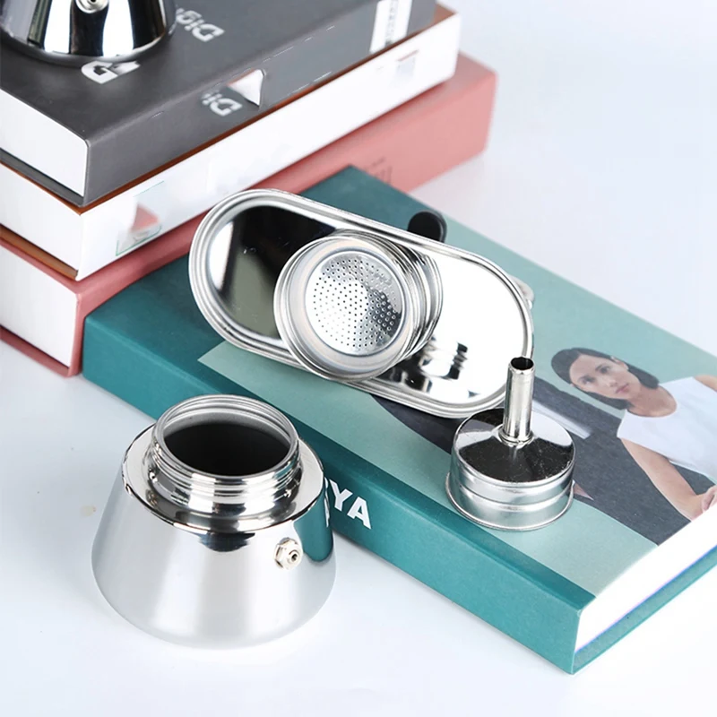 304 Stainless Steel Mocka Moka Pot Single Tube 50ml Food Nonslip Thickened Strainer-AD23