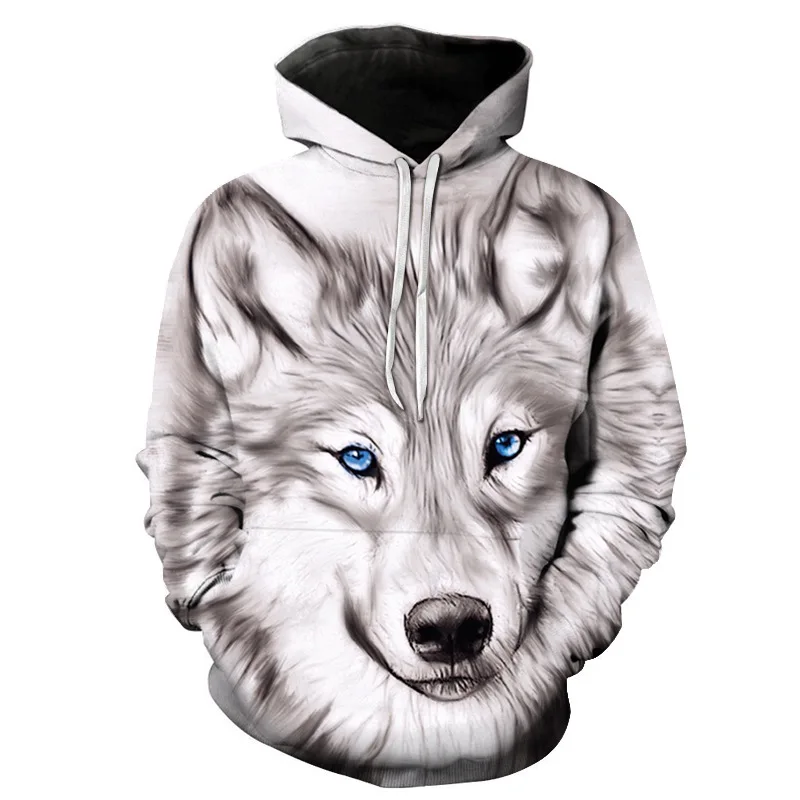 2024 New 3D Animal Pattern Howling Wolf 3D Printed Hoodie Men\'s Hoodie Four Seasons Fashion Sportswear Top