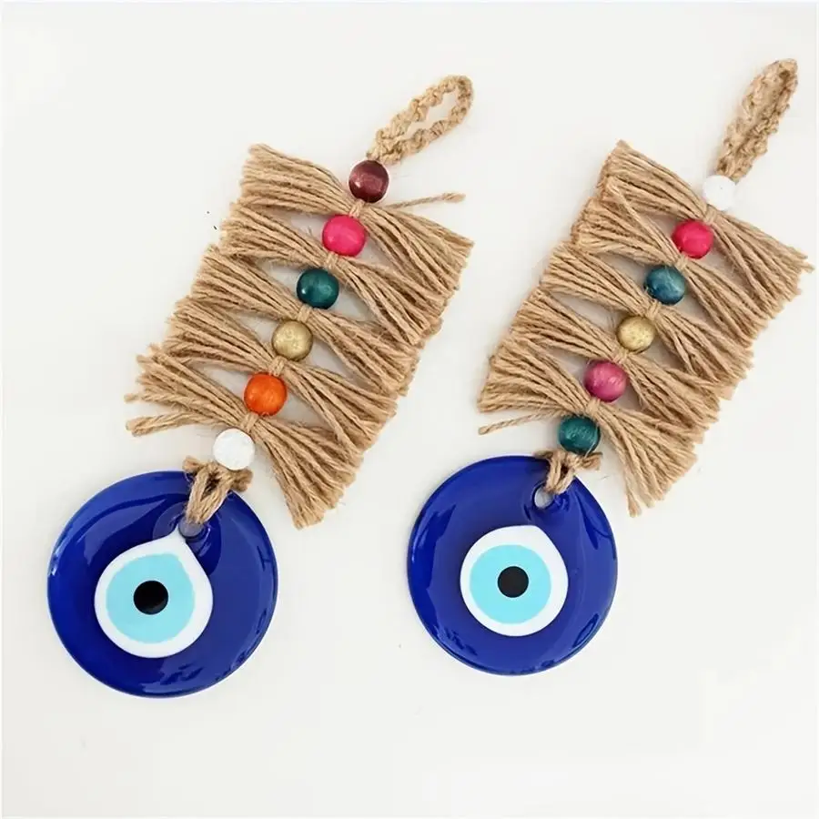 1/5/10/20/50/100pcs Handmade Turkish Evil Eye Ornament with Colorful Beads | Lucky Amulet Wall Hanging for Home Décor | Unique G