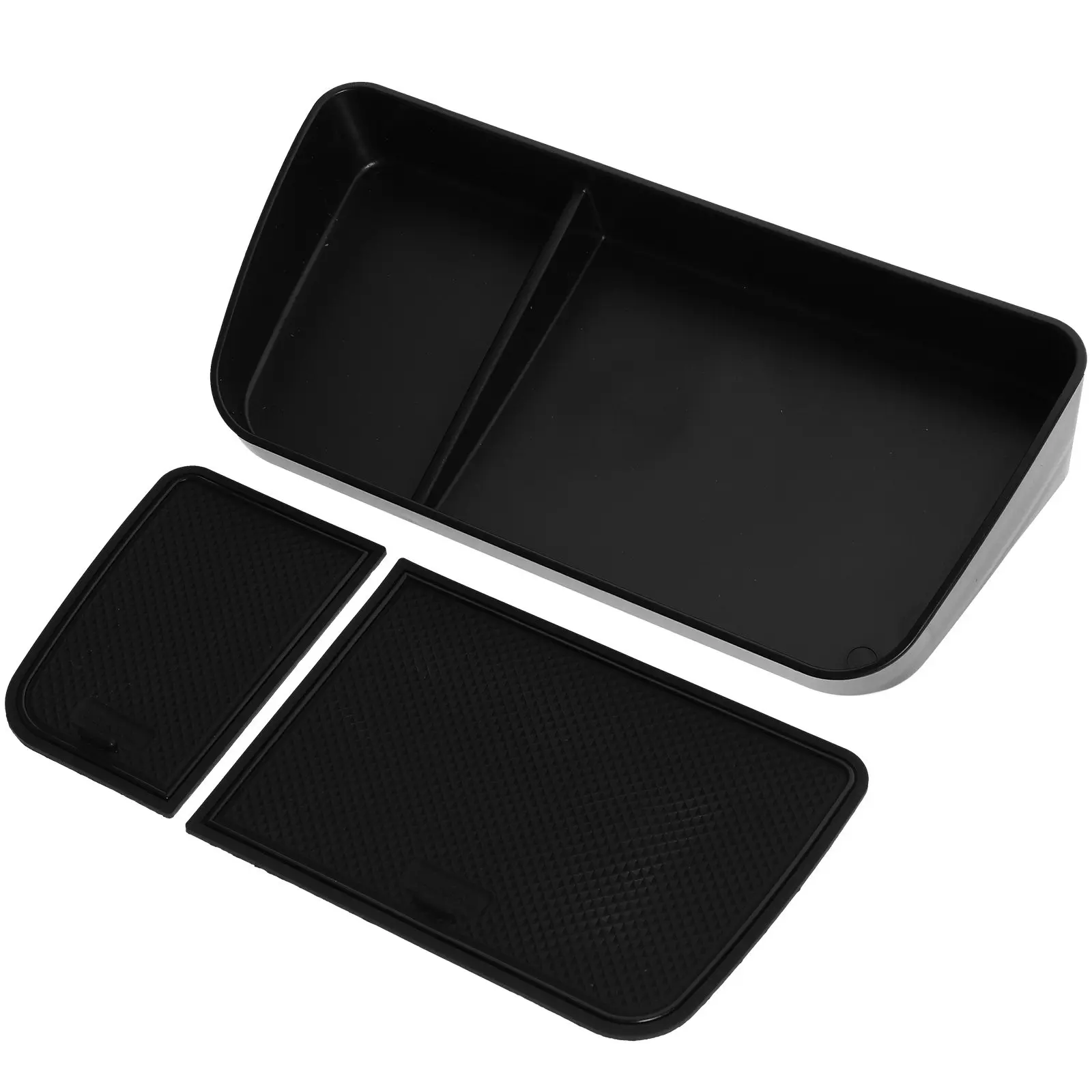 

Center Console Organizer Tray for Car ABS Material Matte Black Heat-Resistant Non-Slip Rubber Lined Storage Box Car Accessories