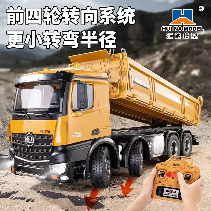 

Huina536 1:14 Scale Remote Control Dump Truck Heavy-Duty 8-Wheel Engineering RC Truck 12-Channel Full-Scale Alloy Toy in Stock