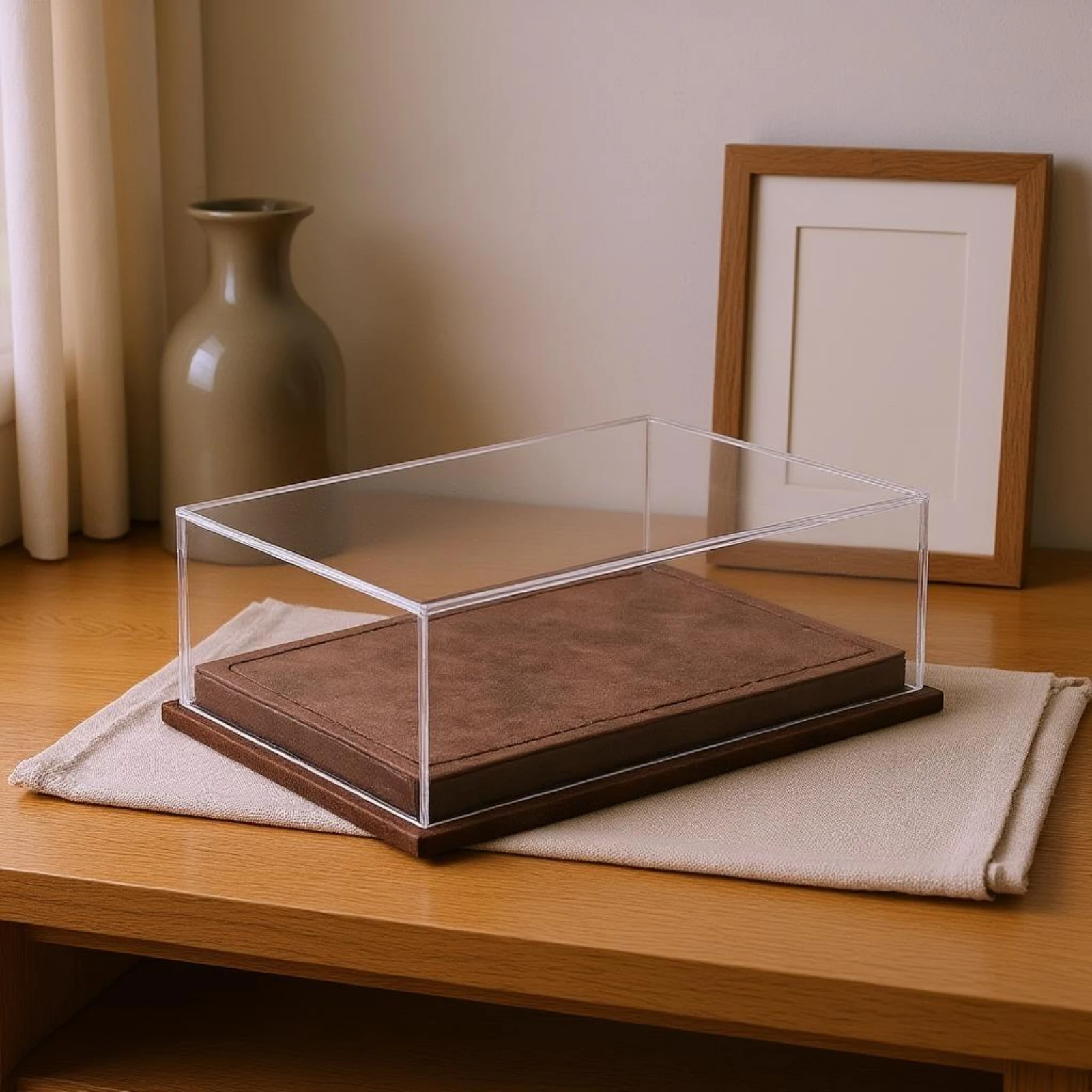 Clear Model Car Display Case Transparent Car Model Display Case Leather-Like Finish Stitched