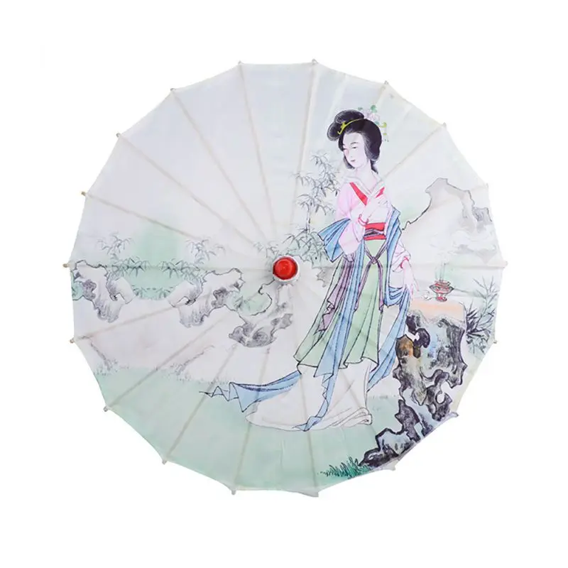 Chinese Art Bamboo Frame Silk Umbrella Wedding Photo Parasol Dance Props Classic Umbrella Oil Paper Painted Parasol Home Decor