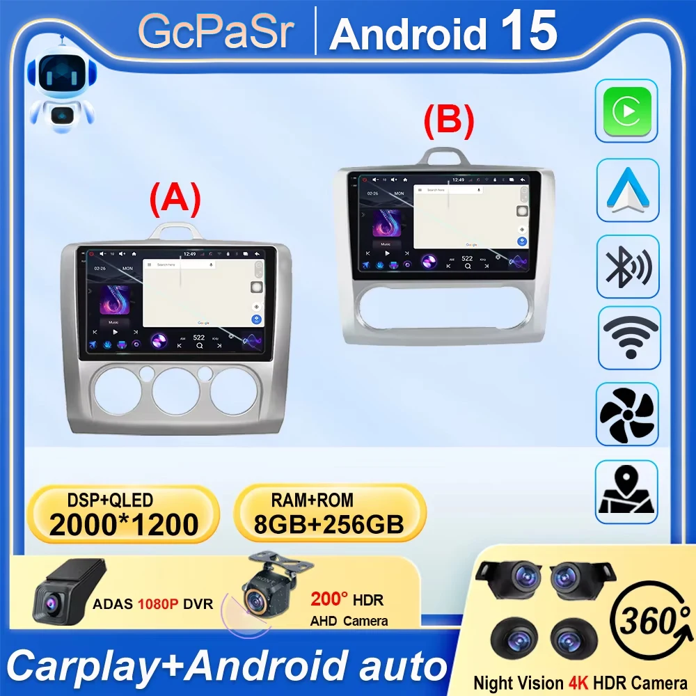 

For Ford Focus 2 3 Mk2 Mk3 2004 2005 - 2011 8Core 4G wifi Radio Automotive Autoradio Wireless Carplay Android Auto 2Din Android