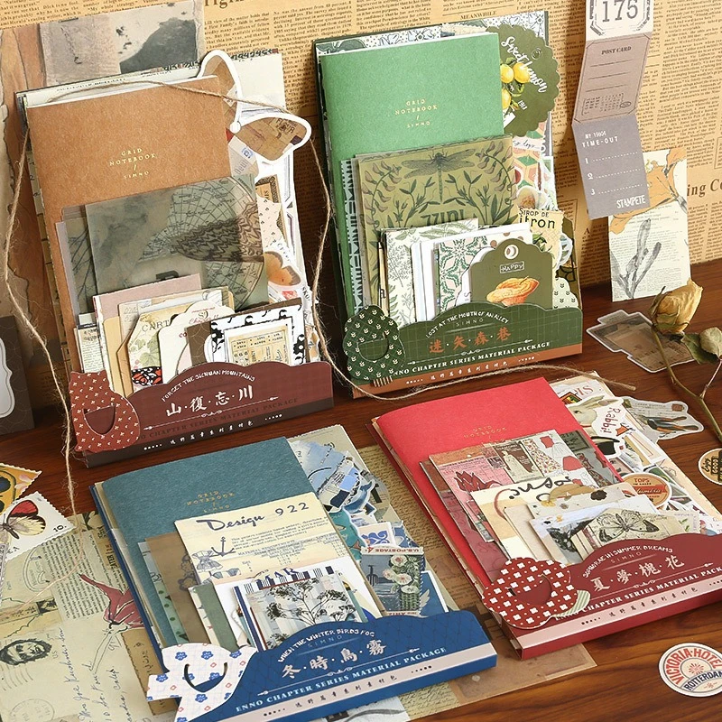 Vintage Scrapbooking Aufkleber Materialpaket Papierkarten Lesezeichen Set Scrapbook Notizbuch Dekorationen Handgemachte DIY-Zubehörteile