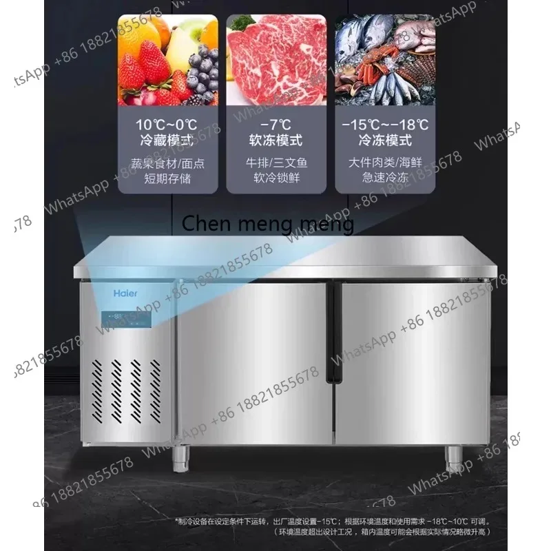 M02 Kitchen Freezer Commercial Workbench Refrigerated Horizontal Operator Refrigerator Fresh Stainless Steel
