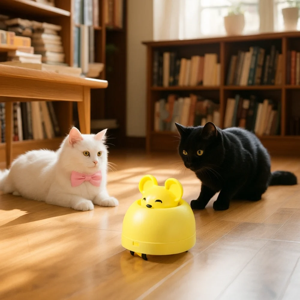

Funny Electric Automatic Cat Teasing Device USB Charging Retractable Head Cat Mice Plastic Smart Interactive Cat Indoor