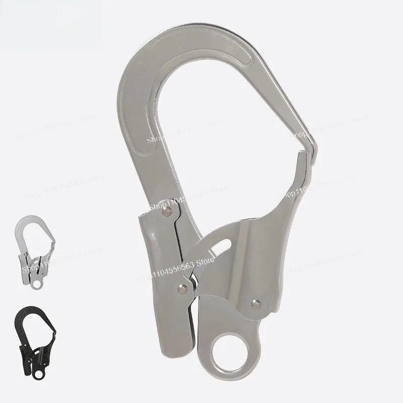 Heavy Duty Anti-Fall Safety Carabiner with Large Opening, Steel Pipe Hook, Double Lock for High Altitude Work