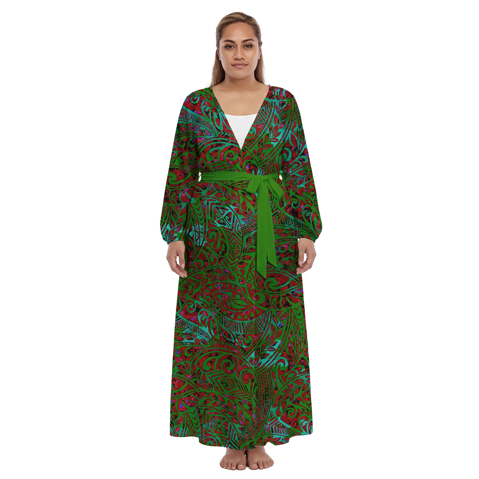 Classic Custom Clothes Samoa Ethnic Style Beach Cover up Island Wear Polynesian Tribal Sashes Dress Aloha Elegant Women Cardigan