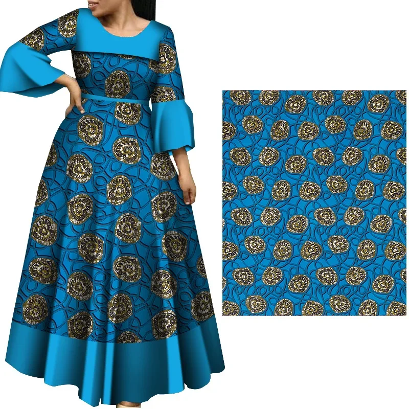 

2024 Newest Nigerian Ankara African Polyester Material Wax Fabric DIY Print Sewing Tissu Textile Material For Women Dresses