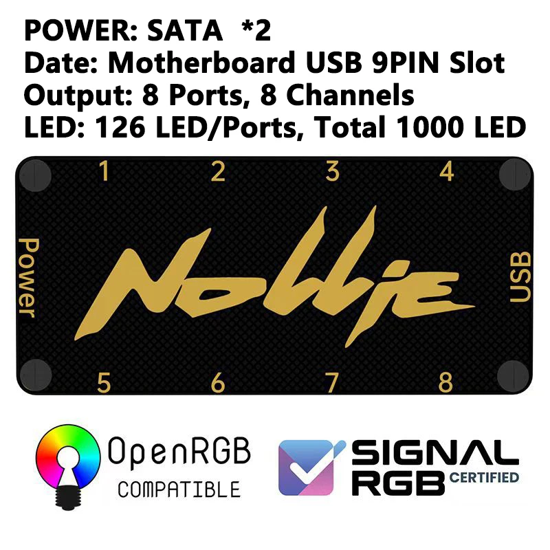 Nollie SignalRGB OpenRGB Универсальный 5 В 3-контактный ARGB асинхронный контроллер-контроллер для компьютера, корпус ПК, охлаждающие вентиляторы, световая полоса