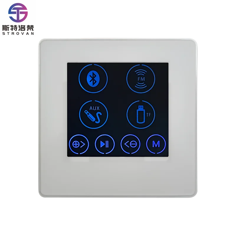 

BluetoothS Wall Amplifier for Home 4*15w Mini Touch Screen Panel 4-Channel Music Player With Remote Control USB TF Card FM Radio