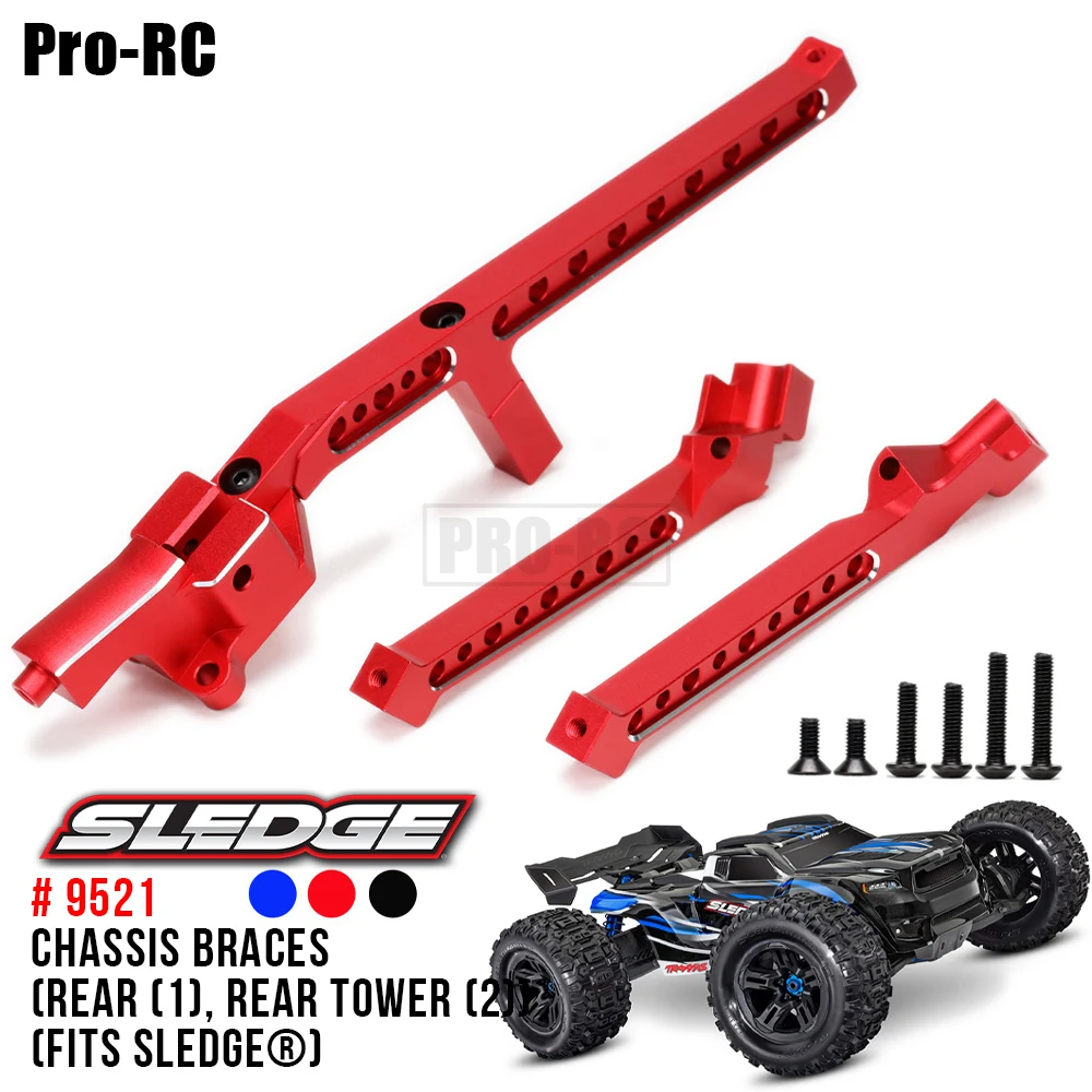 1Set Aluminum 9521 Rear Chassis Braces & Tower For Traxxas 1/8 SLEDGE 95076 Off-Load Rc Car Upgrade Parts