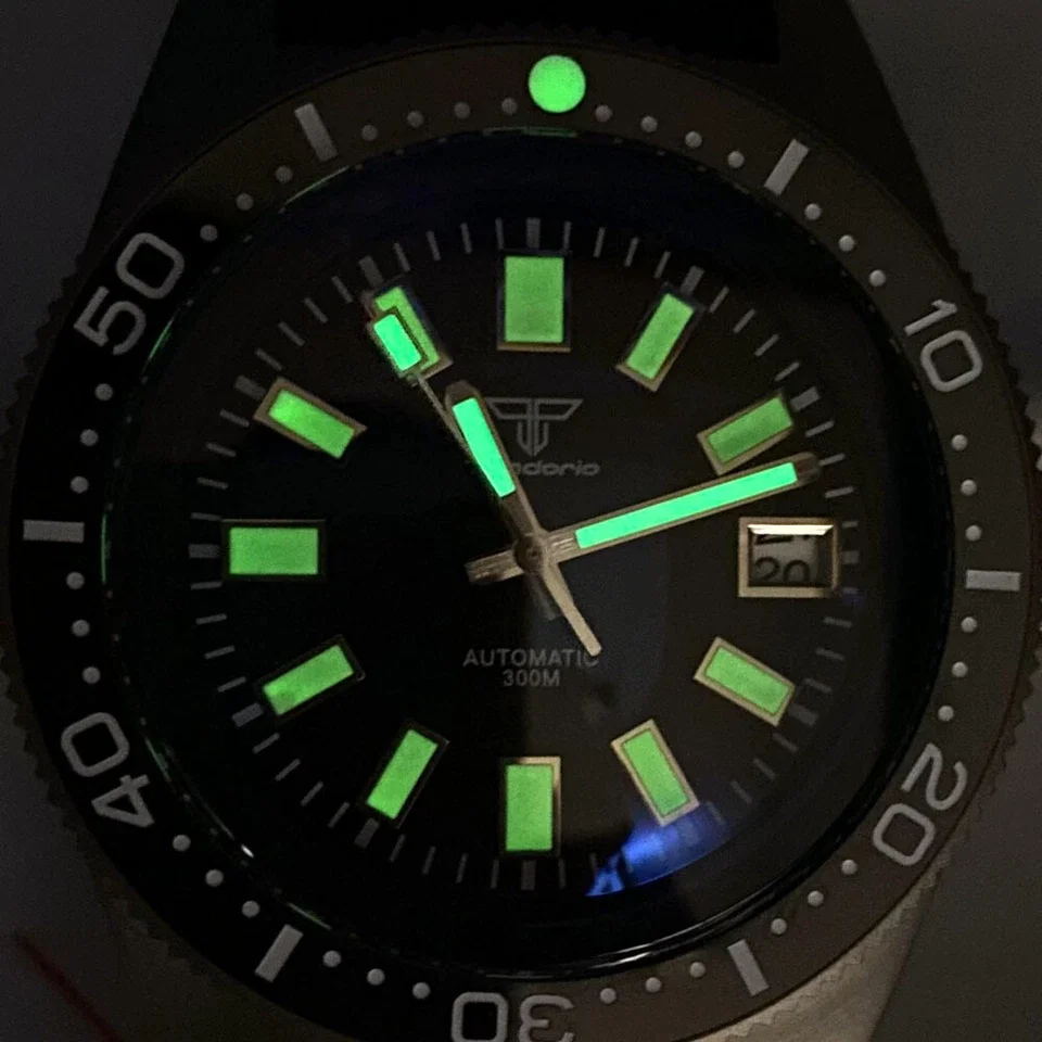 New 62MAS Tandorio 41mm Titanium Green Lume 300m Waterproof AR Domed Sapphire Glass NH35 Automatic Movement Men Watch Rubber