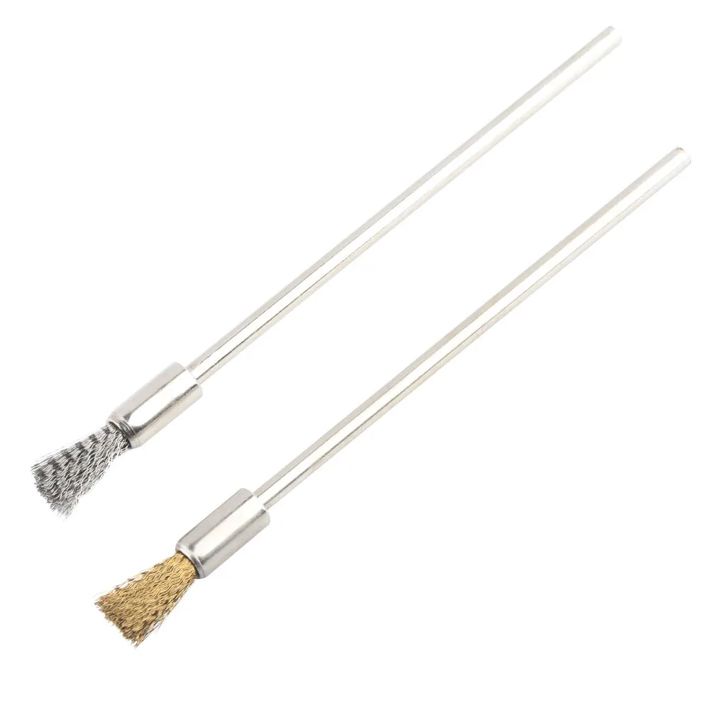 3mm shank caneta estilo pequena escova de limpeza ferrugem pintura removedor ferramenta mais limpa fio de aço inoxidável escova e fio de bronze conjunto escova