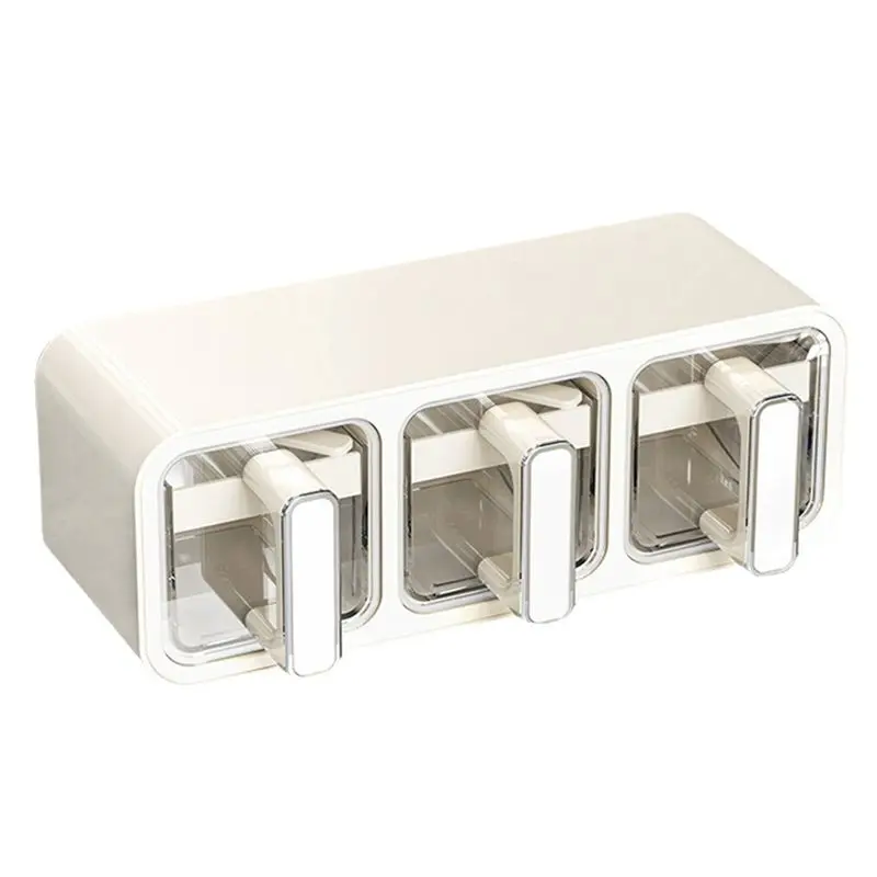 BAAJ-Wall-Mounted Kitchen Salt MSG Seasoning Condiment Storage Box Home Integrated Multi-Grid Seasoning Jar Set