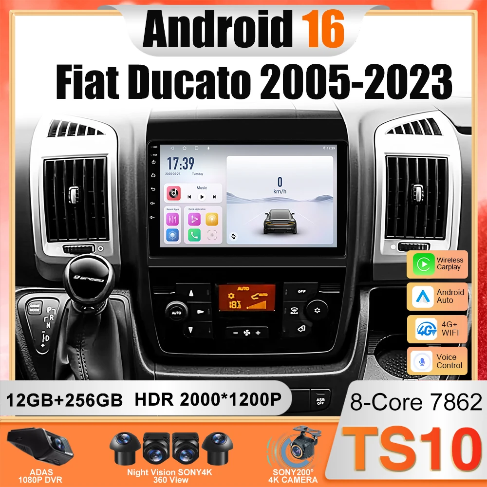 

Android 16 For Fiat Ducato 2005-2023 Citroen Jumper Peugeot Boxer Dodge Ram 2500 Wireless Carplay Android Auto Multimedia 4G GPS