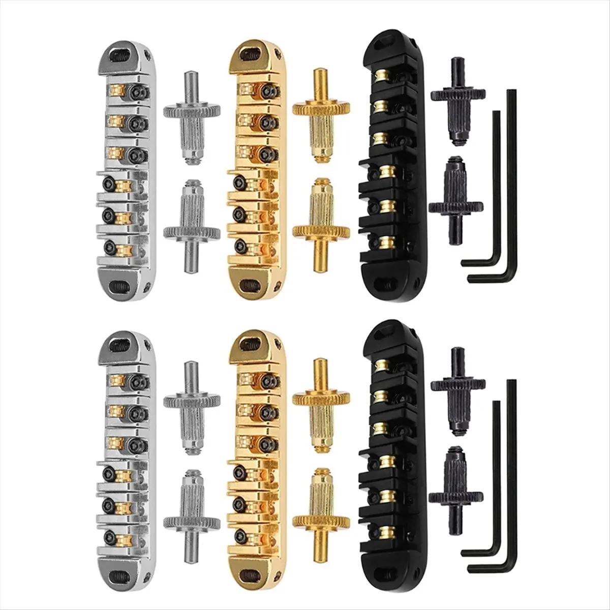 ABJX 3Set Electric Guitar Rollers Saddle Bridge Tune O- Studs and Hex Wrench Set for LP Les Guitar Replacement Parts DROP SHIPPI