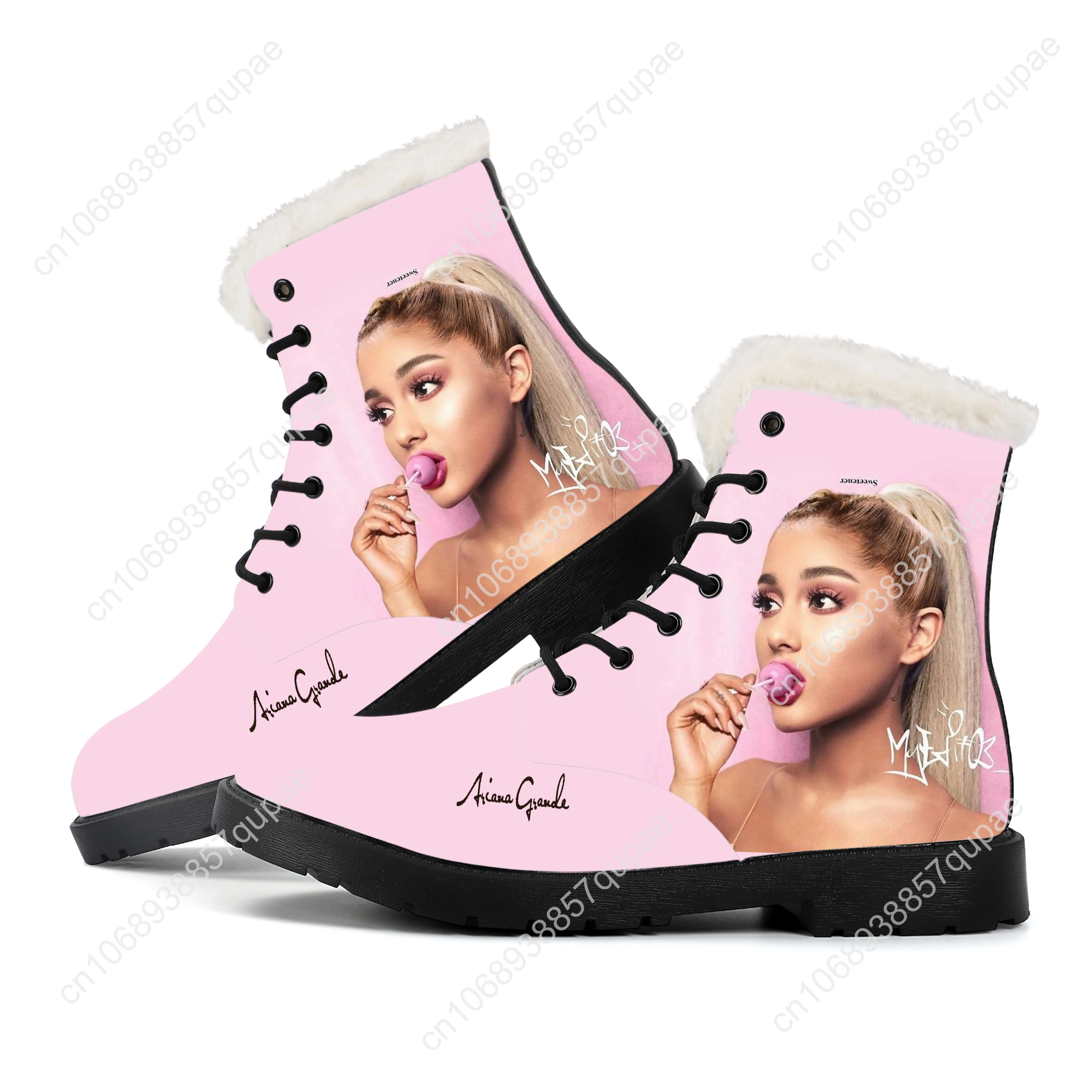 Ariana Grande Plush Boots American Singer Mens Womens Teenager Shoes Casual Boot Light Warm High Quality Couple Customize Shoe