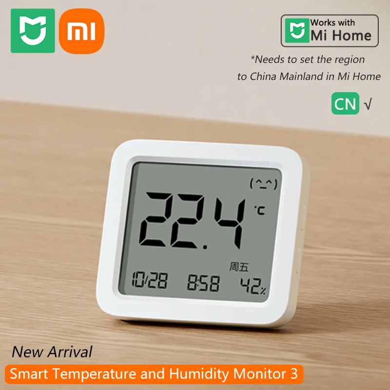 Умный монитор температуры и влажности Xiaomi 3, высокоточный сетчатый датчик Mijia Bluetooth, многофункциональный дисплей времени, даты и дня Умный монитор температуры и влажности Xiaomi 3, высокоточный сетчатый датчик Mijia Bluetooth, многофункциональный дисплей времени, даты и дня