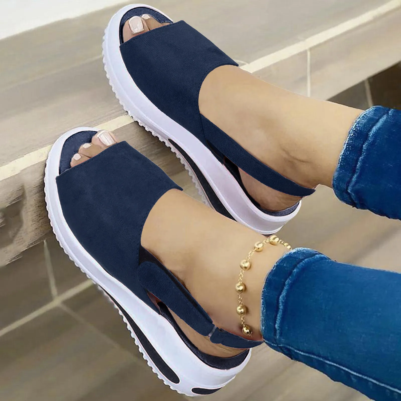 Summer Women's Shoes Platform Sandals Stretch Fabric Fashion Shoes Women Comfort Walking Ladies Sandalias Female Casual Footwear