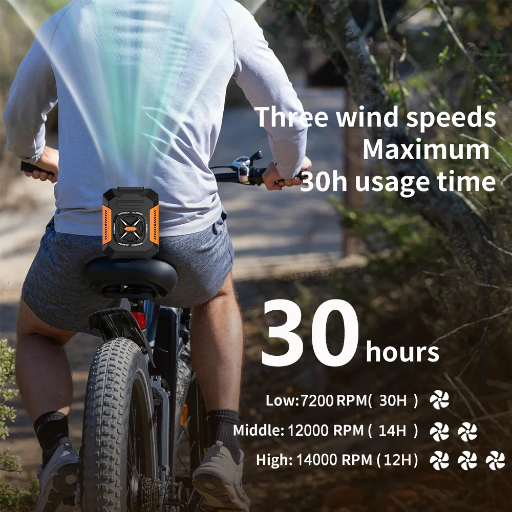 مروحة خصر محمولة بقدرة 5000 مللي أمبير في الساعة تبريد F مع بنك طاقة وامض USB قابلة لإعادة الشحن للسفر في الهواء الطلق والمكتب والمشي لمسافات طويلة والتخييم
