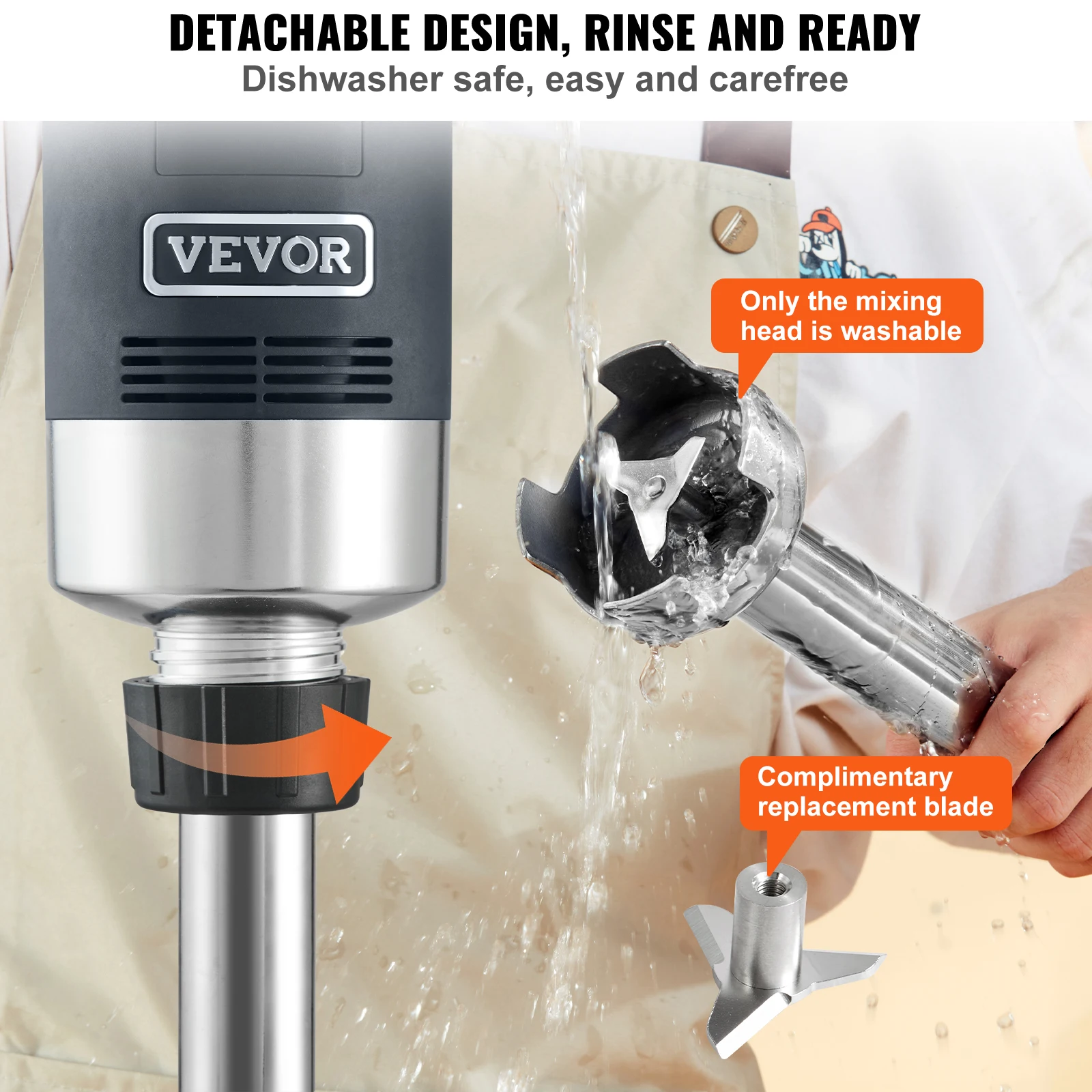 VEVOR Commercial Immersion Blender 500W/ 750W Variable Speed Portable Mixer with 304 Stainless Steel Blade for Soup Baby Food