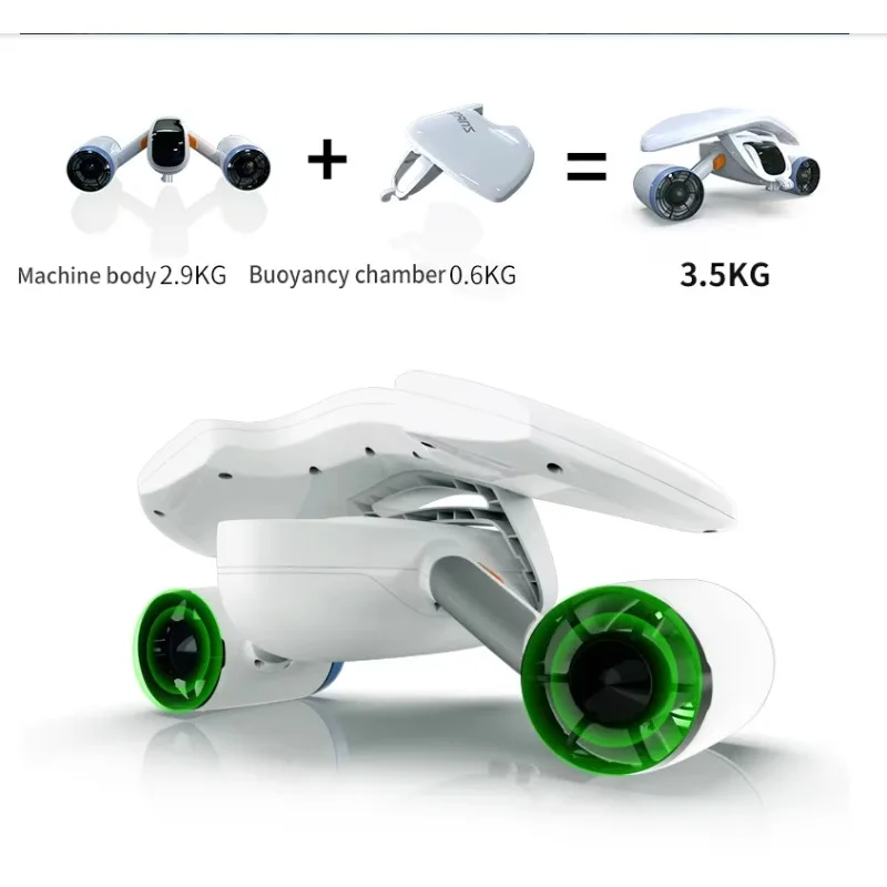 Sublue WhiteShark Mix Underwater Sea Scooter Electric Water Propeller 40m Dive Depth 1.5m/s Speed 30min Battery Life 520W Power