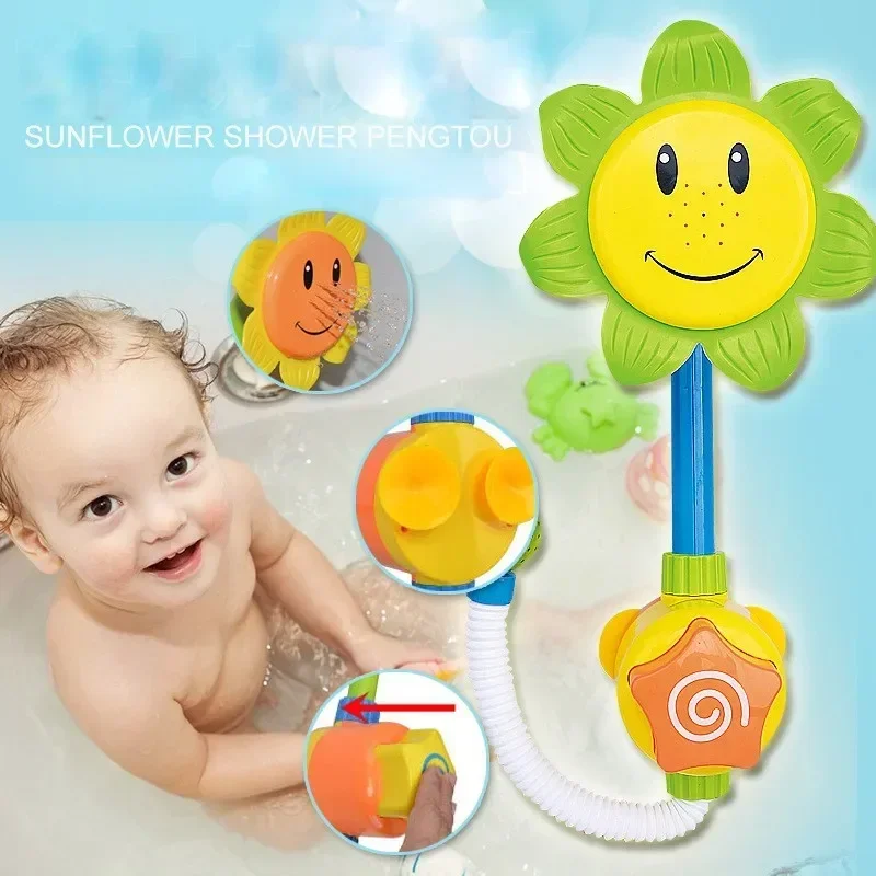 [Divertente] Bagno Girasole Spruzzo d'acqua Rubinetto Infantile Doccia Acqua Estate Spiaggia Giocattoli Volto sorridente che gioca con acqua paddle rubinetto giocattolo per bambini