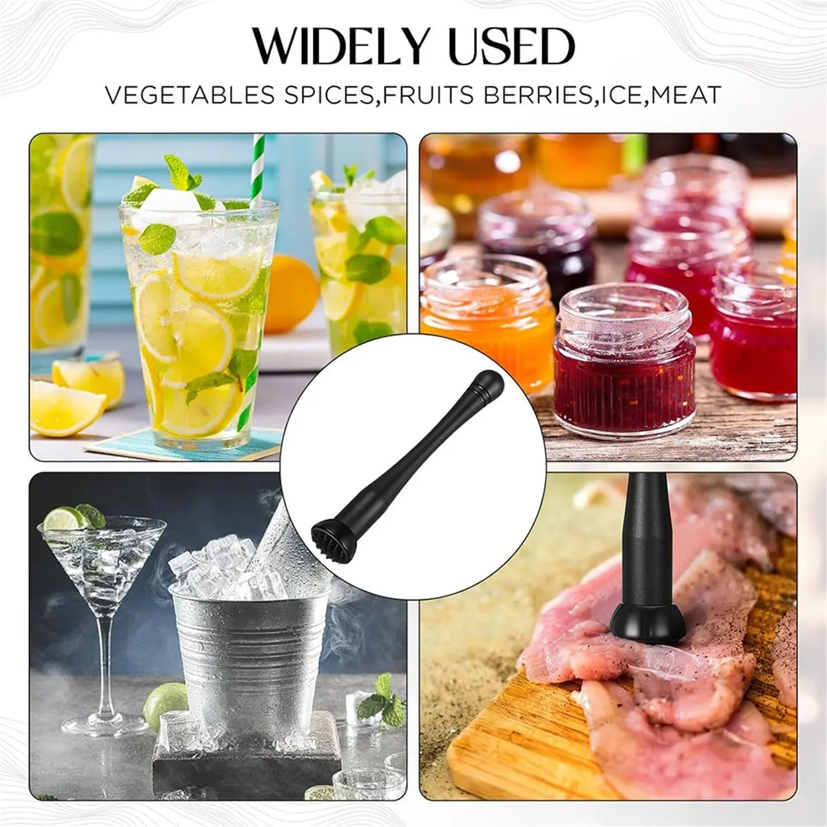 2026 New Tool 8 Pcs Cocktail Muddler Set Plastic Bar Tools for Home Bartenders, 9Inch