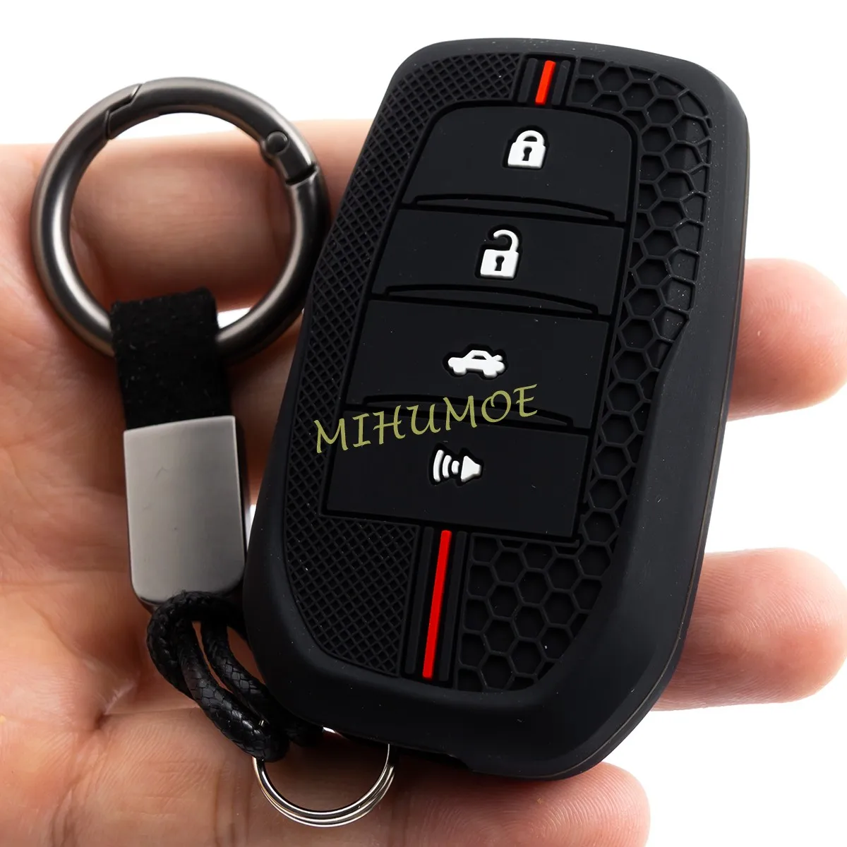 Silicone 4 Button Car Smart Key Ring Chain Cover Case For Toyota Camry Corolla Cross Mirai Venza Tundra Tacoma Sequoia Fortuner