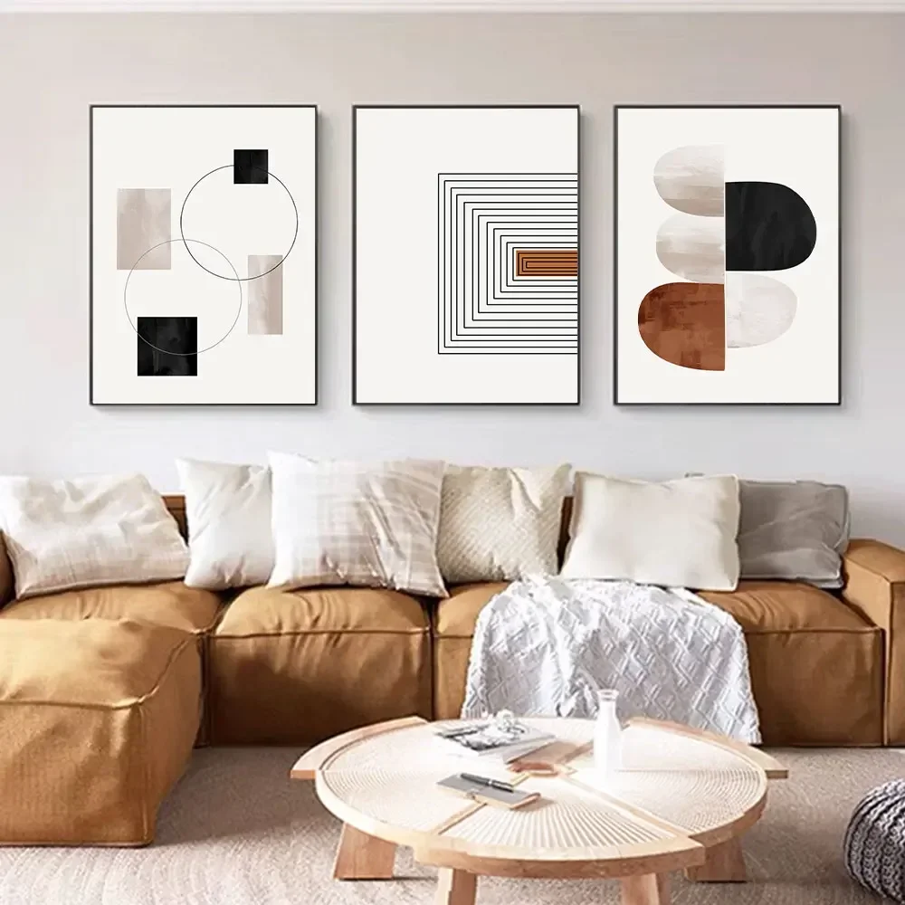 White Black Line Art Canvas Prints Geometry Abstract Wall Art Decorative Posters for Living Room Nordic Bedroom Decor
