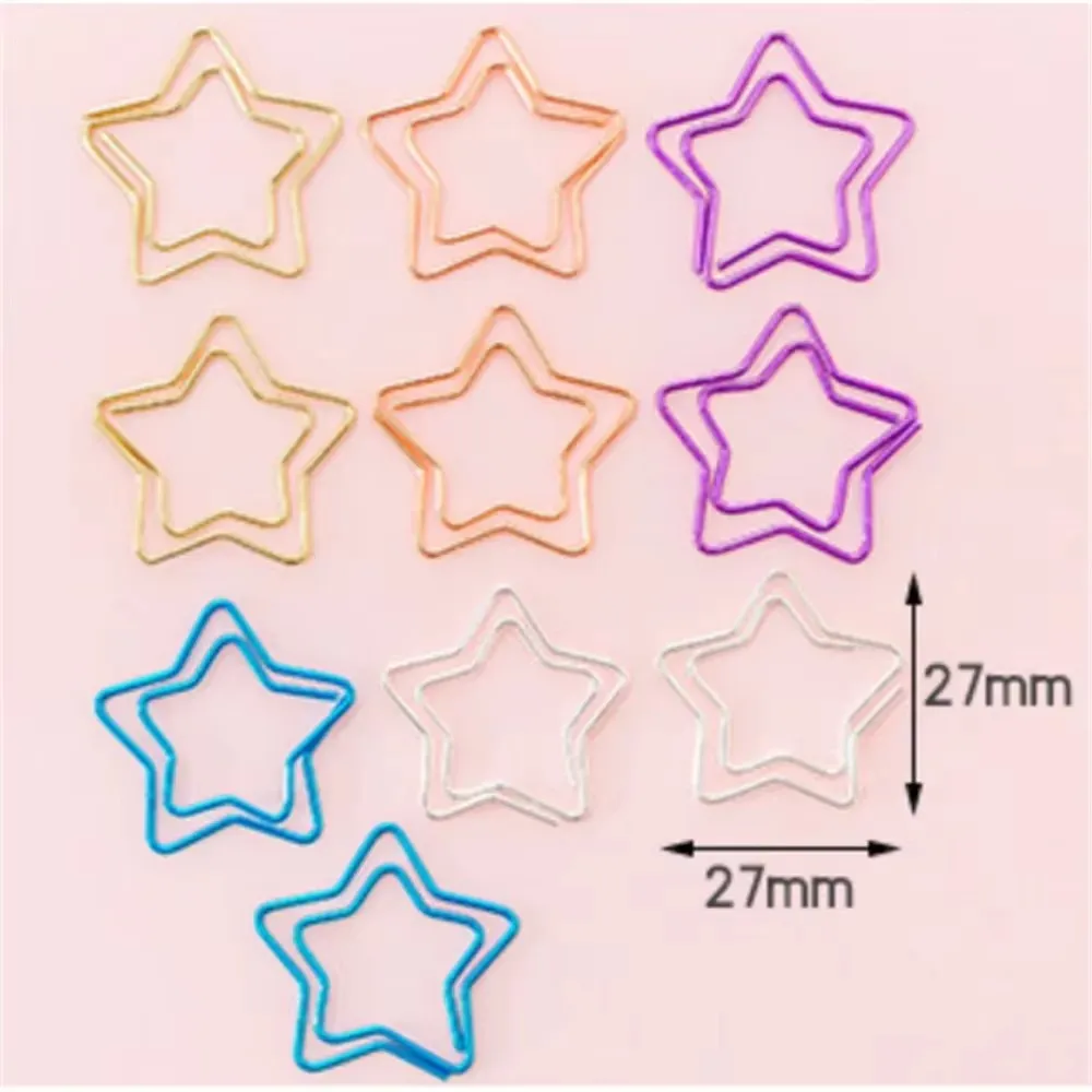 

10pcs/pack Cute Star Paper Clips Kawaii Mini Paperclip Stationery Lovely Colorful Binder Clips Office School Binding Supplies