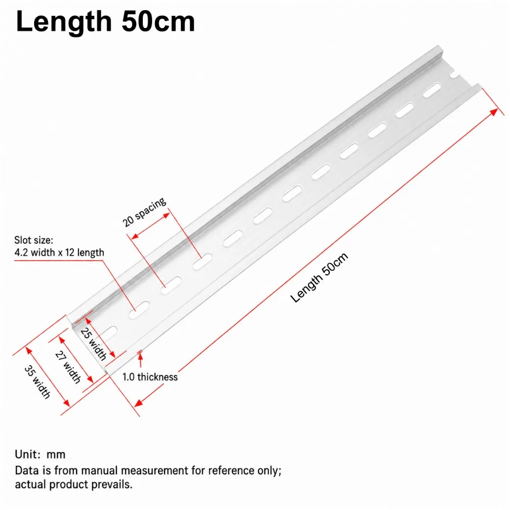 Durable Aluminum DIN Rail 10-50cm 1mm Thickness Guide Rails Universal Type Circuit Breaker Electrical Installation