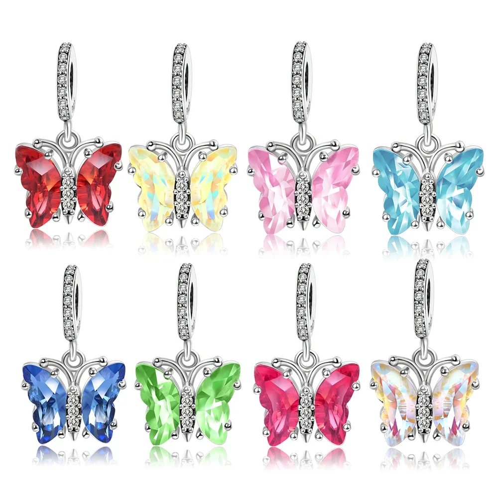 

sterling silver 925 Murano glass butterfly charms series for women's bracelet necklace diy fine jewelry gift